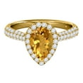 thumbnail image 2 of Mauli Jewels Engagement Rings for Women 1.60 Carat Diamond and Pear Shaped Citrine Ring pave 10K Yellow Gold, 2 of 7