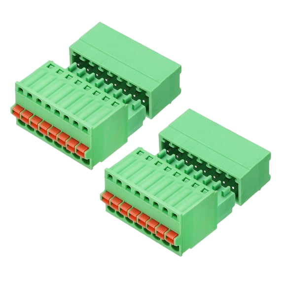Uxcell 2set 2.5mm 0.1" Pitch PCB Terminal Block Connector 8 Pin 90 Degree Pin Male Female Pluggable Quick PCB Wiring Terminals for 27-20AWG Cable Mechanical Equipment, Green