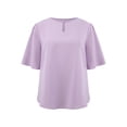 thumbnail image 2 of DARING DIVA Women's Bell Sleeve Top Crew Neck Keyhole Business Blouse S Light Purple, 2 of 7