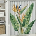 thumbnail image 6 of Orinice  Hawaiian Colors Shower Curtain, Tropical Painting of a Bird of Paradise Flower on Plain Background, Cloth Fabric Bathroom Decor Set with Hooks,  69x72, 6 of 7