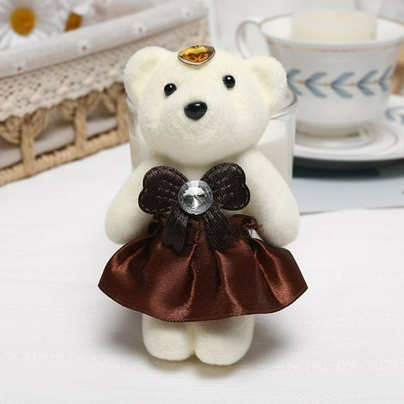 Cute Mini Hard foam Decoration Valentine's Day Cartoon Plus Plush Bouquet Bear Small Teddy Bear Plush Doll Kid Toys COFFEE