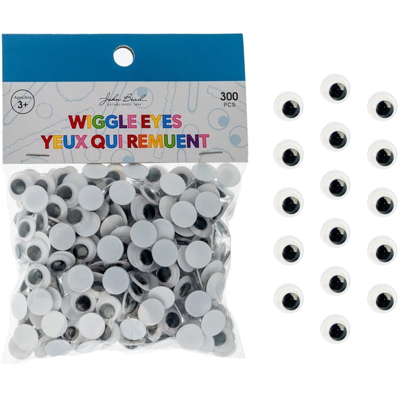 300 Pcs John Bead Yeux Mobiles 10mm Noir et Blanc Yeux Globuleux pour Projet DIY, Décorations Artisanales