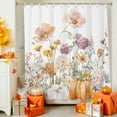 thumbnail image 4 of Shower Curtain 48"W x 72"L Retro Thanksgiving Flowers Pumpkins Fabric Shower Curtains Set with Hooks Water Repellent Bathroom Curtains Machine Washable Bathroom Accessories, 4 of 6
