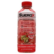 SueroX Zero Sugar Electrolyte Drink, Strawberry-Kiwi Punch, 21 oz