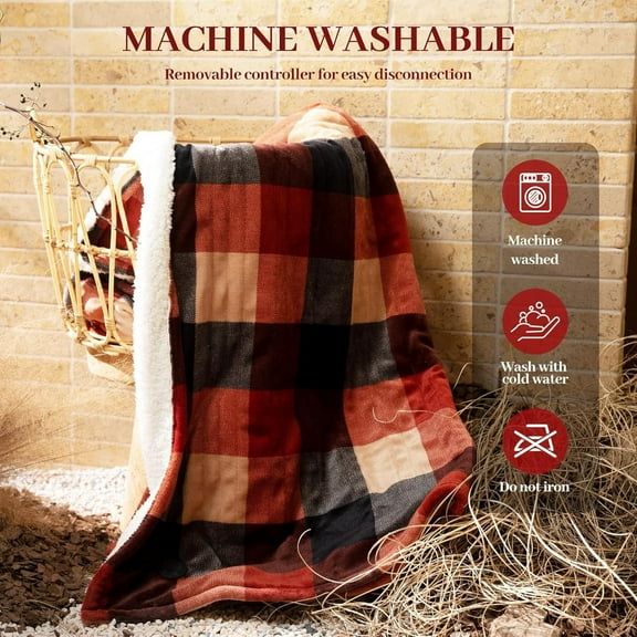 Heated Blanket Electric Throw 50''X60''- Electric Throw Blanket with One Touch Button 10 Heating Level & 9 Time Settings Heating Blanket, Machine Washable