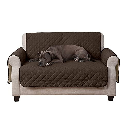 Furhaven Furniture Cover for Dogs and Cats - Water-Resistant Reversible Two-Tone Living Room Furniture Protector, Washable, Espresso and Clay, Loveseat