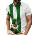 thumbnail image 3 of BiZtdJrK Men's St. Patrick's Day Shirt Funny Irish Flag Clover Short Sleeve Polos Shirts Summer Casual Button Down Lapel Golf Tennis Shirts Vacation Tops Multicolor XXXXL, 3 of 4