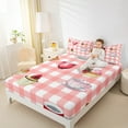 thumbnail image 4 of Manfei Kawaii Cake Dessert Bed Sheets for Teen, Cartoon Coffee King Sheets, Salmon Buffalo Plaid Sheet Set, Luxury Bedroom Decor, 4-Piece, 4 of 7