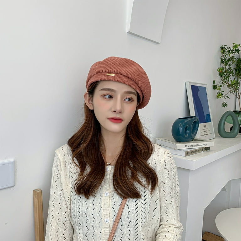 French Beret Hat,Reversible Solid Color Beret Cap for Womens Girls