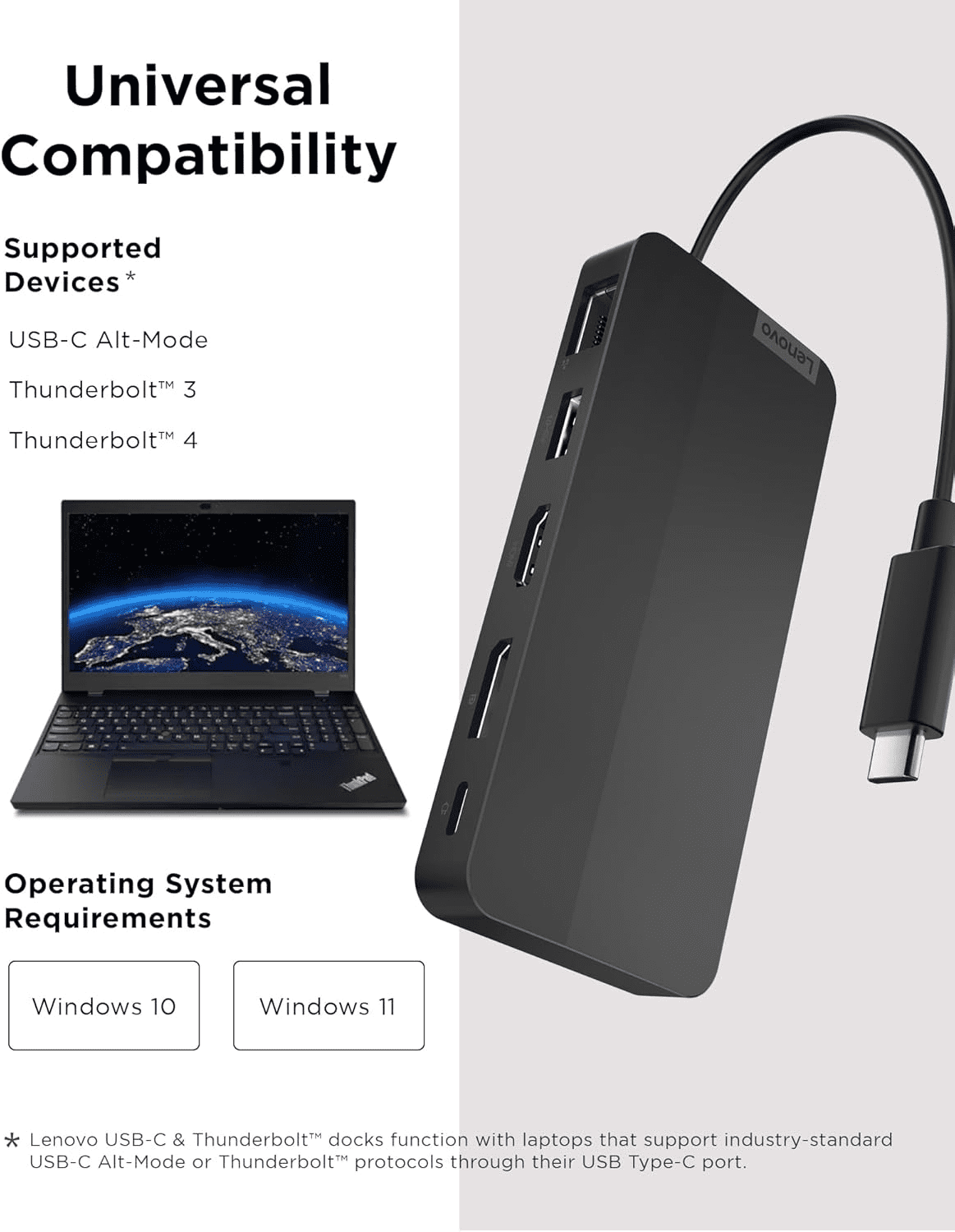 Lenovo USB-C Dual Display Travel Dock