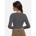 thumbnail image 2 of Womens Long Sleeve Shirts Basic Crop Tops Going Out Fall Fashion Underscrubs Layer Slim Fit Tops, 2 of 6