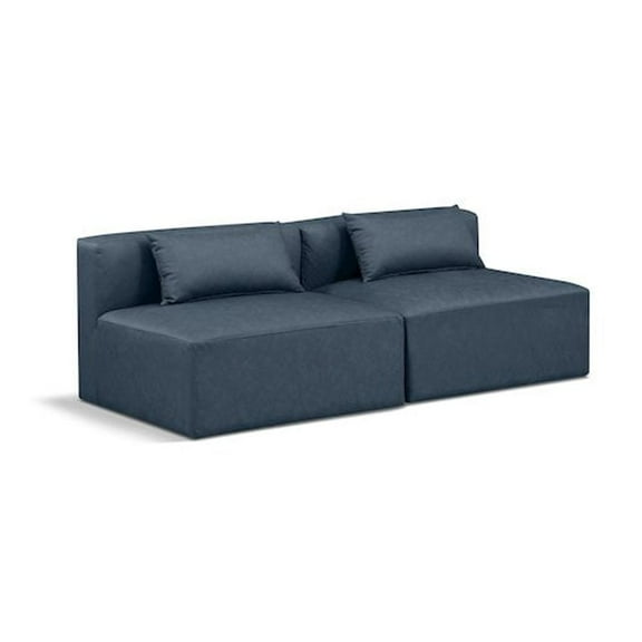 Meridian Furniture Cube Navy Blue Vegan Leather 2-Pc. Modular Sofa