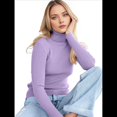thumbnail image 4 of Suéteres Acanalados para Mujer, Lindos Suéteres de Punto de Cuello Alto, Ajustados y Cálidos Púrpura un Tamaño, 4 of 10