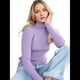 thumbnail image 4 of Suéteres Acanalados para Mujer, Lindos Suéteres de Punto de Cuello Alto, Ajustados y Cálidos Púrpura un Tamaño, 4 of 10