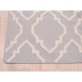 thumbnail image 3 of Handmade Wool Blue Transitional Geometric Reversible Modern Moroccan Kilim Rug, 3 of 4