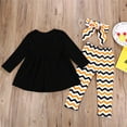 thumbnail image 6 of Mercatoo 3Pcs Toddler Baby Girls Kids Halloween Clothes Set Prints Long Sleeves Pullover Shirt Tops + Striped Long Pants, 6 of 9