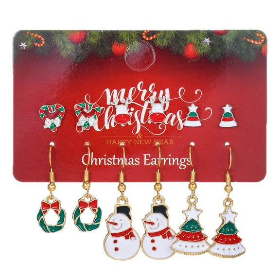 Yoyauz 6PCS Christmas Earrings For Ladies Christmas Snowflakes Lightweight Earrings Cute Christmas Parties Jewelry Gifts