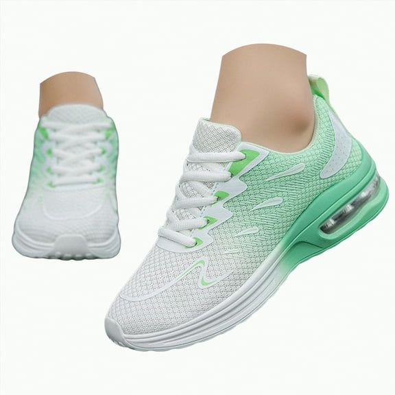 UngA Slip On Tennis Shoes Sneakers for Women, Plus Size Casual Mesh Breathable Lacing Thick Soled Shoes Walk Running Sports Shoes Slip On Sneakers Green,9.5