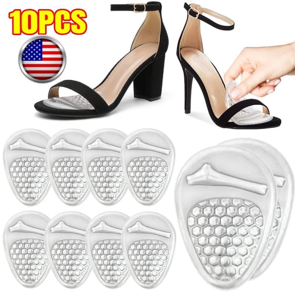 5 Pairs Gel Ball of Foot Cushions - Metatarsal Pads for Women for Pain Relief, Non-Slip & Invisible for All-Day Comfort in High Heels