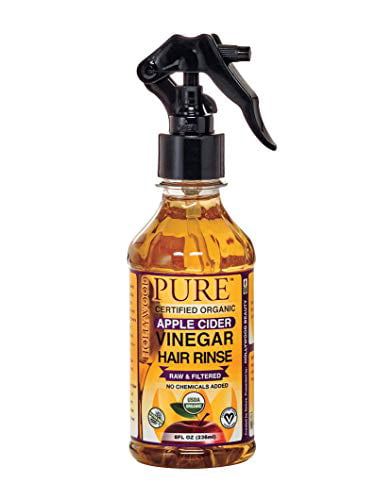 Hollywood Beauty pure organic apple cider vinegar hair rinse with spray 8  fluid ounce, Brown, 8 Fl Oz 