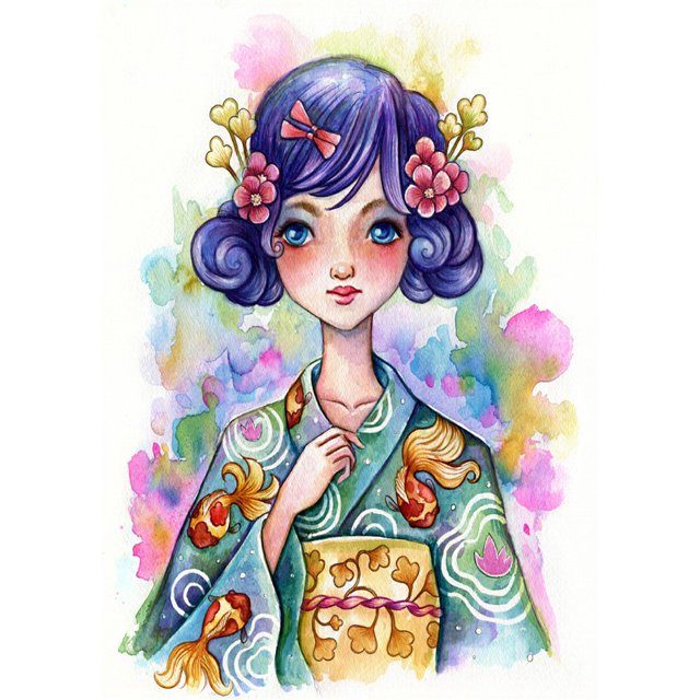 Pintura de diamante (DB1593) 5D DIY Ilustración Chica Imagen Mosaico de diamantes de imitación (IH741) 40x50cm FLhrweasw Nuevo