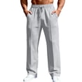 thumbnail image 3 of Jogger Yoga Sweatpant for Men Lightweight Drawstring Loose Fit Pants Comfy Lounge Athletic Elastic Waist Trouser, #02 Light Gray XXL, 3 of 6