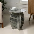 thumbnail image 5 of Venus 17.5" Contemporary Natural Marble Handmade X-Shaped End Table, Gray/Black, 5 of 8