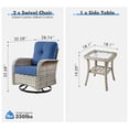 thumbnail image 5 of XIZZI 3-Piece Patio Furniture Set High Back Patio Conversation Chairs Set Outdoor Swivel Glider Rocker Chairs Wicker Outdoor Rocking Swivel Chairs with Side Table for Porch, Diamond Blue, 5 of 11