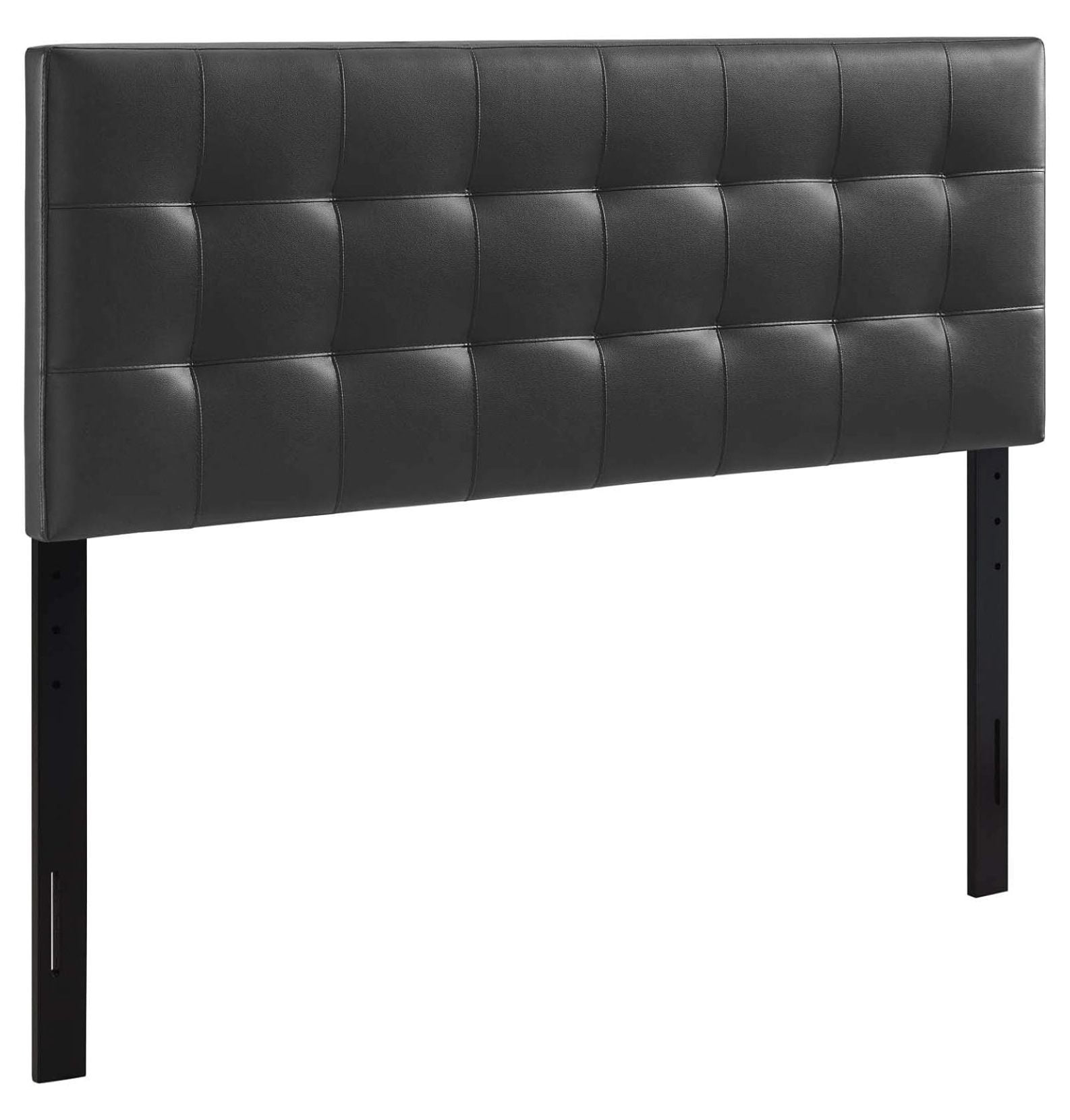 Lily Tufted Faux Leather Upholstered Queen Headboard in Black