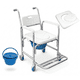 thumbnail image 1 of Silla Comodo 3 en 1 con Ruedas y Freno en 4 Llantas | Asiento Acojinado Impermeable | Silla para Baño, Ducha e Inodoro Portátil Adulto Mayor | Soporta 110 kg, 1 of 11
