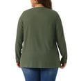 thumbnail image 4 of DARING DIVA Women's Plus Crew Neck Pleat Front Long Sleeve Top 1X Army Green, 4 of 6
