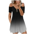 thumbnail image 1 of Heliisoer Robes d'Été pour Femmes Courtes à Épaules Dénudées Manches Fermeture Éclair Col en V Courtes, 1 of 5