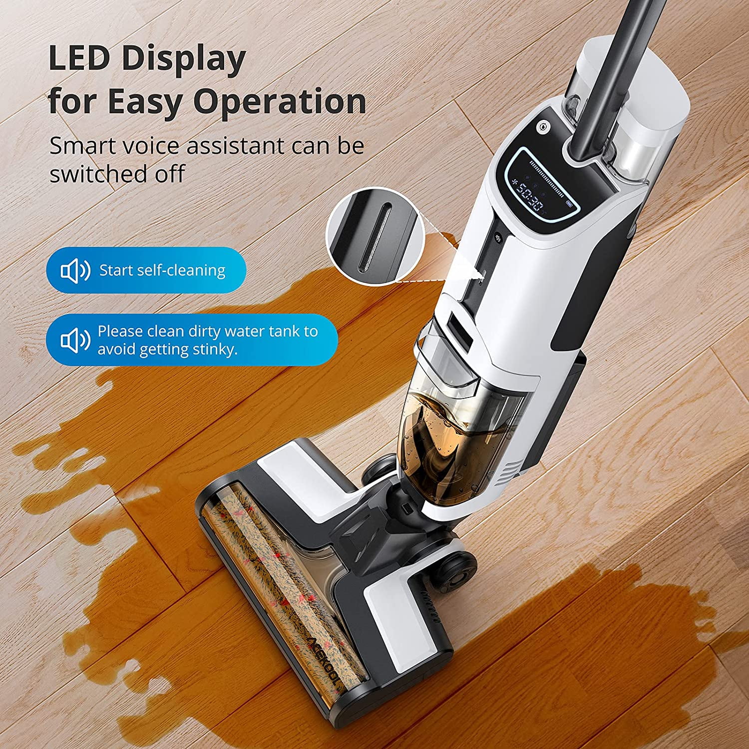 Cordless Wet & Dry Vacuum Cleaner, Smart Vacuum Mop All In One, With Led  Display And Self-cleaning, Lightweight Hard Floor Vacuum Cleaner With Voice  Broadcast In Real Time