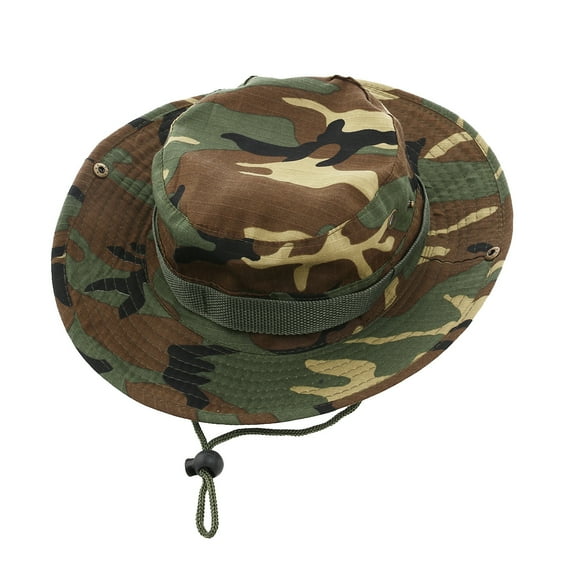 HONMEET Outdoor Camouflage Boonie Hat Wide Brim with Drawstring and Ventilation for Hiking