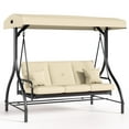 thumbnail image 6 of LAZY BUDDY 3 Person Porch Swing with Adjustable Canopy, Outdoor Patio Swing Chair Convertible 2 in 1 Swing Bed with 2.36'' Thick Cushions for Backyard/Garden/Poolside, 750lbs, 6 of 11