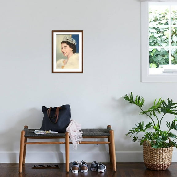 Art.com Queen Elizabeth II Art Print, Brown Frame Wall Art, 17" x 23"