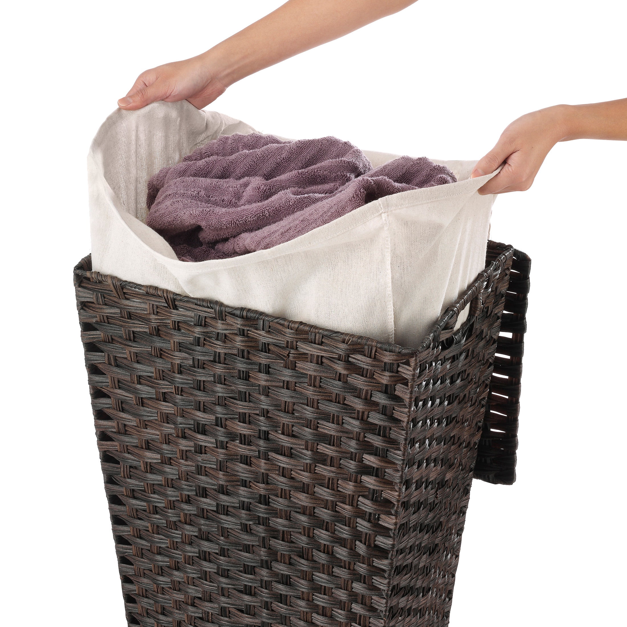 Whitmor Rattique® Laundry Hamper with Removable Liner, Espresso ,1 Pack