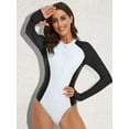 thumbnail image 4 of Asoul Womens Rash Guard UPF 50+ Long Sleeve Swim Shirt One Piece Bathing Suits Zipper Swimsuit, 4 of 7