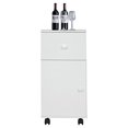 thumbnail image 5 of Petite Table de Chevet Blanche à 2 Niveaux, 2 Armoires Ouvertes pour Table de Chevet avec Roulette, Meuble de Chevet en Bois pour Canapé, Petite Table Mobile Moderne, 5 of 5