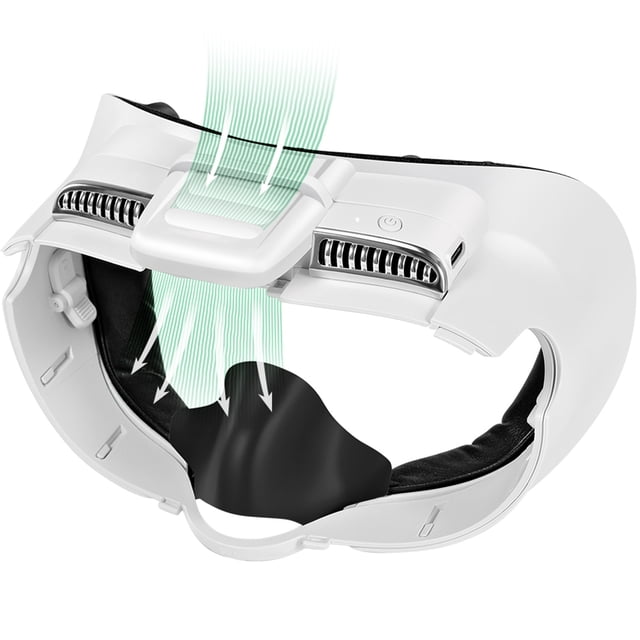 Cubierta facial con almohadilla de cuero suave para Meta Quest 3, interfaz facial con ventilador de refrigeración para aliviar el empañamiento de las lentes y el aire caliente