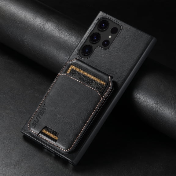 Dteck Case for Samsung Galaxy S24 Ultra,Magnetic Leather Card Slots Wallet Case Shockproof Kickstand Flip Back Cover,Black