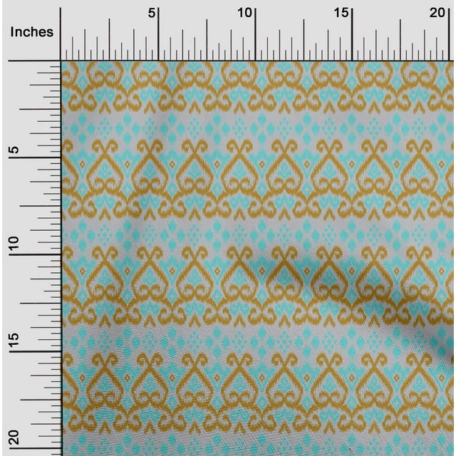 oneOone Silk Tabby Fabric Swirl Ikat Printed Fabric 1 Yard 42 Inch Wide