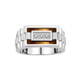 thumbnail image 1 of RYLOS Men's Rings Sterling Silver Designer Ring With Diamonds and Tiger Eye Rings For Men Size 11, 1 of 6