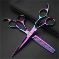 thumbnail image 2 of Juego de tijeras de peluquería profesionales de 15 cm (6 pulgadas), tijeras de barbero de acero inoxidable 440C, color negro., 2 of 5