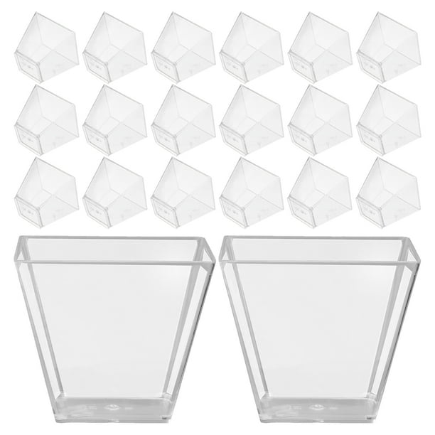 80 vasos de postre transparentes trapezoidales, vasos para pasteles, vasos portátiles para frutas, vasos para aperitivos, vasos multifuncionales para frutas (60 ml)