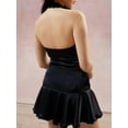thumbnail image 6 of Women's Satin Halter Vest Lace Trim Front Bowknot V-Neck Vest Backless Cropped Camisole, 6 of 7