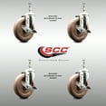 thumbnail image 2 of 5 Inch 316SS High Temp Glass Filled Nylon 10mm Stem Caster Set Brake SCC, 2 of 2