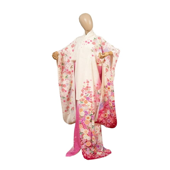 DEAR VANILLA Authentic Traditional Japanese Furisode Kimono for Women Silk Robe Made in Japan KMF-0287