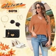 thumbnail image 6 of VDJ Womens 3/4 Sleeve Tops Summer V Neck Casual Coral Basic Tees Loose Fit Blouses Size XL, 6 of 10