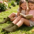 thumbnail image 5 of ZACPNCV Girl Ankle Ruffle Socks Casual Cotton Blend Frilly Breathable Cute Knit Lettuce Trim No Show Socks A-Olive Green, 5 of 5